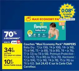 Carrefour PAMPERS Couches "Maxi Economy Pack" offre