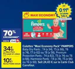 Carrefour PAMPERS Culottes "Maxi Economy Pack" offre