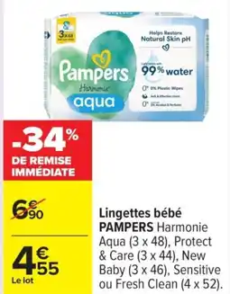 Carrefour PAMPERS Lingettes bébé offre