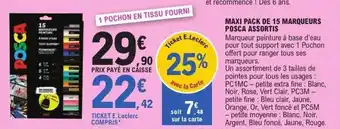 E.Leclerc Maxi pack de 15 marqueurs posca assortis offre