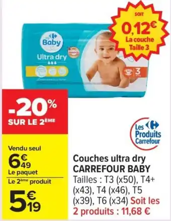 Carrefour Couches ultra dry carrefour baby offre