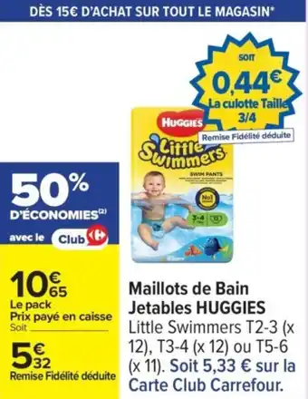 Carrefour HUGGIES Maillots de Bain Jetables offre