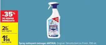 Carrefour ANTIKAL Spray nettoyant ménager offre