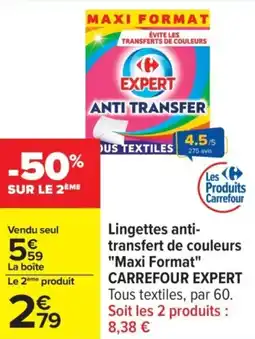 Carrefour CARREFOUR EXPERT Lingettes anti- transfert de couleurs "Maxi Format" offre