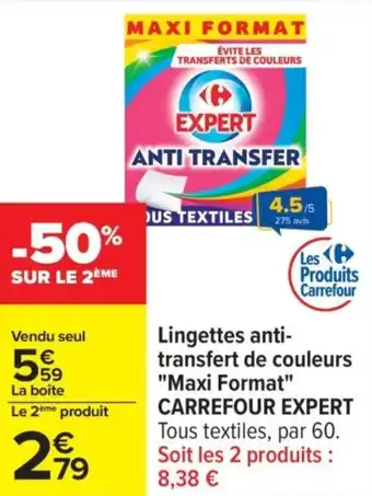 Carrefour CARREFOUR EXPERT Lingettes anti- transfert de couleurs "Maxi Format" offre