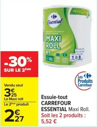 Carrefour CARREFOUR ESSENTIAL Essuie-tout Maxi Roll offre