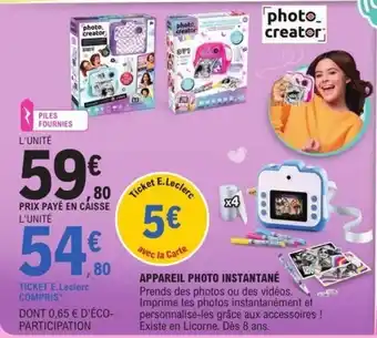 E.Leclerc Appareil photo instantané offre