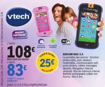 E.Leclerc Kidicom max 3.0 offre
