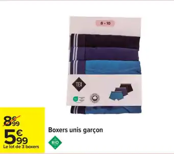 Carrefour Boxers unis garçon offre