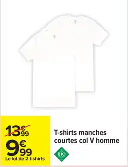 Carrefour T-shirts manches courtes col V homme offre