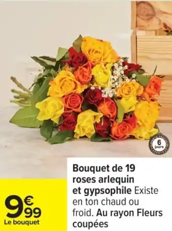 Carrefour Bouquet de 19 roses arlequin et gypsophile offre