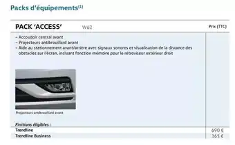 Volkswagen Pack 'access' w62 trendline offre