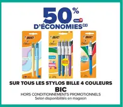 Carrefour BIC Sur tous les stylos bille 4 couleurs offre