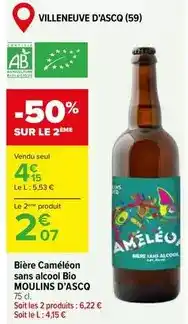 Carrefour Market Moulins d'ascq - bière camélon sans alcool bio offre