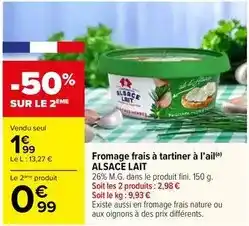 Carrefour Market Alsace lait - fromage frais à tartiner à l'ail offre