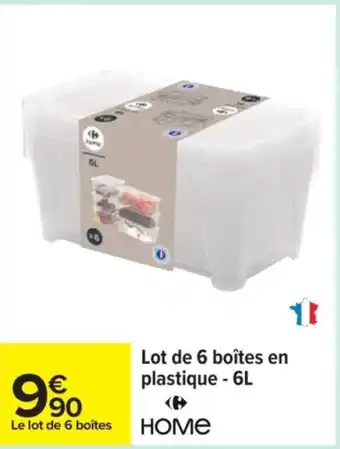 Carrefour Lot de 6 boîtes en plastique - offre