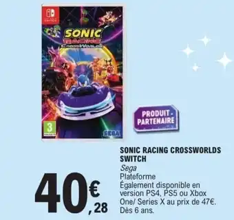 E.Leclerc Sonic racing crossworlds switch offre