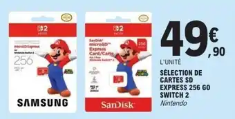 E.Leclerc Sélection de cartes sd express 256 go switch 2 offre