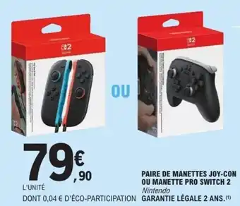 E.Leclerc Paire de manettes joy con ou manette pro switch 2 offre