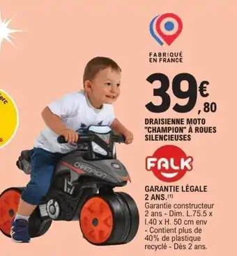 E.Leclerc Draisienne moto champion à roues silencieuses offre