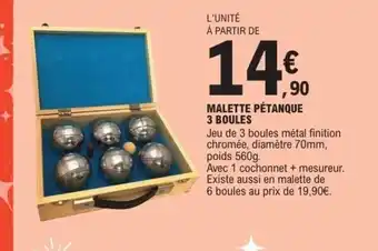 E.Leclerc Malette pétanque 3 boules offre