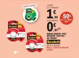 E.Leclerc Ruban adhésif avec dévidoir crystal ou magic offre
