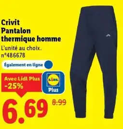 Lidl Crivit pantalon thermique homme offre