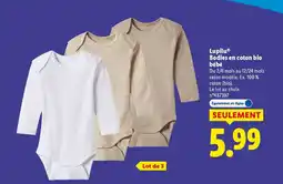 Lidl Lupilu bodies en coton bio bébé offre