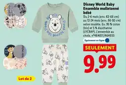 Lidl Disney world baby ensemble molletonné bébé offre