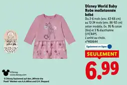 Lidl Disney world baby robe molletonnée bébé offre