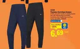 Lidl Crivit pantalon thermique homme offre
