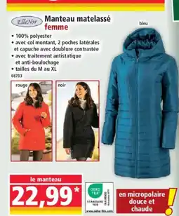 Norma ELLE NOR Manteau matelassé femme offre