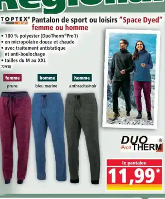 Norma TOPTEX Pantalon de sport ou loisirs space dyed femme ou homme offre