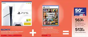 Console sony playstation 5 slim standard, jeu gta v pour ps5