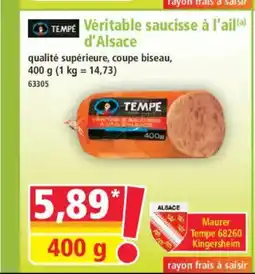 Norma TEMPE Véritable saucisse à l'ail d'Alsace offre
