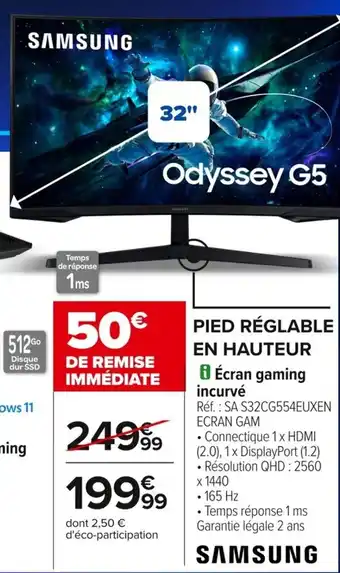 Carrefour Écran gaming incurvé offre