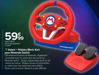 Carrefour Volant + pédales mario kart pour nintendo switch offre