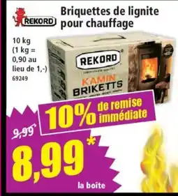 Norma REKORD Briquettes de lignite REKORD pour chauffage offre