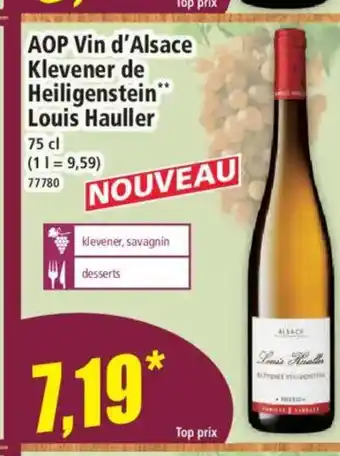 Norma AOP Vin d'Alsace Klevener de Heiligenstein Louis Hauller offre