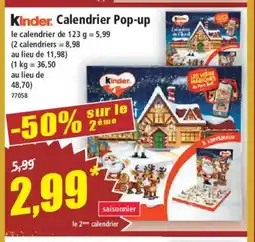 Norma KINDER Calendrier Pop-up offre