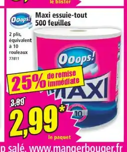 Norma OOOPS Maxi essuie-tout 500 feuilles offre