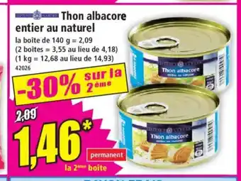 Norma Thon albacore entier au naturel offre
