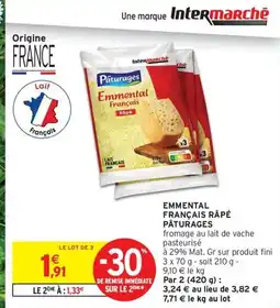 Intermarché Express PÂTURAGES Emmental français rapé offre