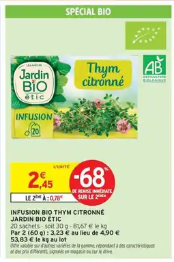 Intermarché Express JARDIN BIO ÉTIC Infusion bio thym citronné offre