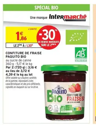 Intermarché Express PAQUITO BIO Confiture de fraise offre