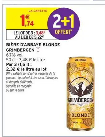 Intermarché Express GRIMBERGEN Bière d'abbaye blonde offre