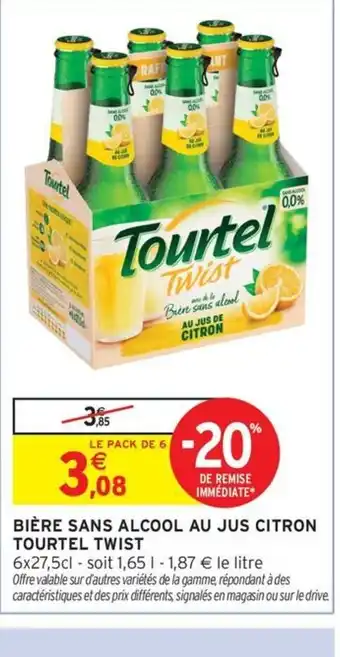 Intermarché Express TOURTEL TWIST Bière sans alcool au jus citron offre