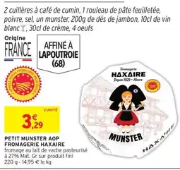 Intermarché Petit munster aop fromagerie haxaire offre