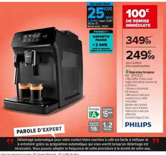 Carrefour PHILIPS Expresso broyeur offre