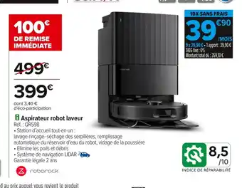 Carrefour ZROBOROCK Aspirateur robot laveur offre
